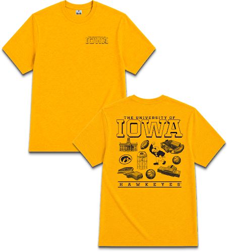 Where I'm From Men's Iowa Hawkeyes Icons T-Shirt, XXL, Yellow