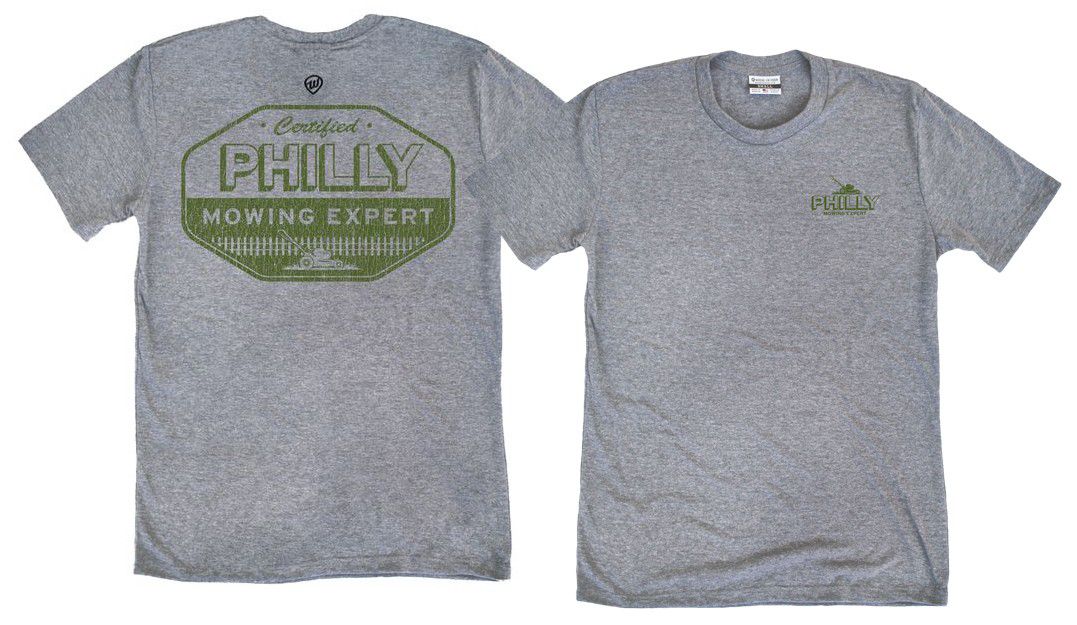 Where I'm From Men's Philadelphia Gray Father's Day Mowing 2 Hit T-Shirt