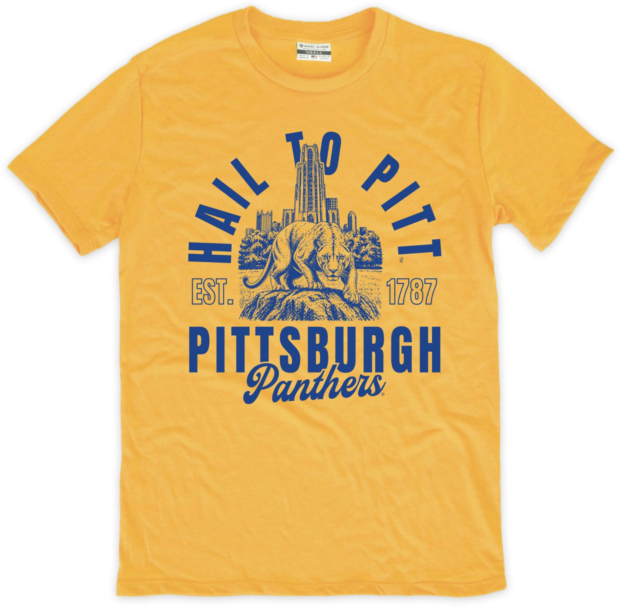 Where I'm From Men's Pitt Panthers Yellow Hail to Pitt T-Shirt