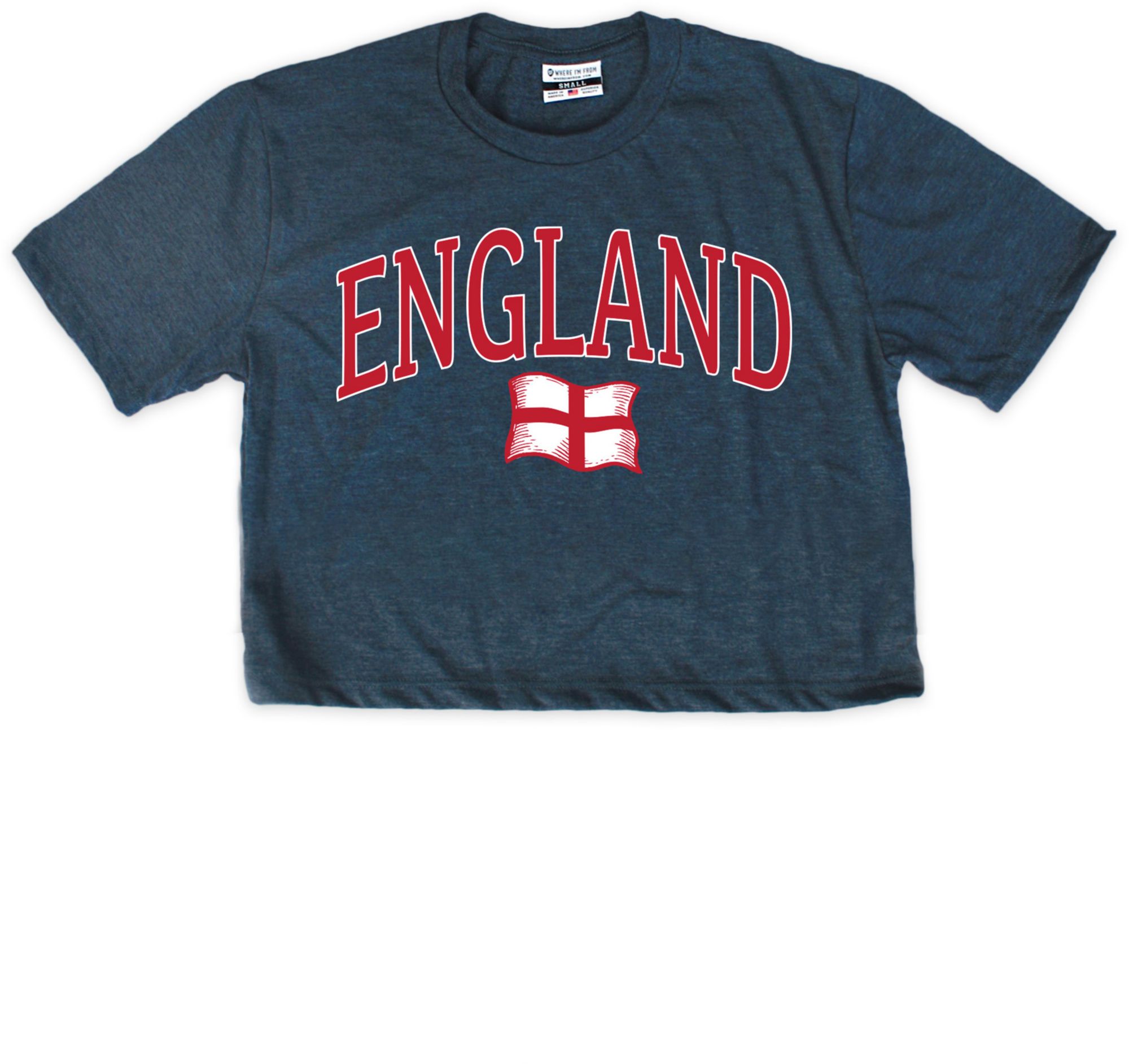 Where I'm From Women's England Navy Cropped T-Shirt