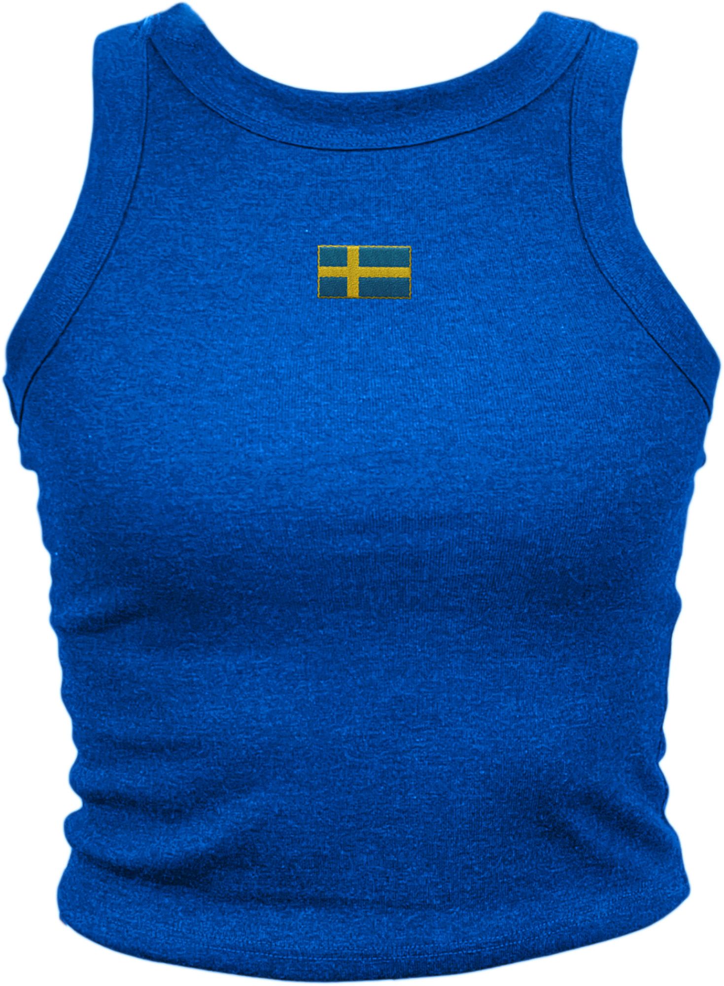 Where I'm From Women's Sweden Royal Embroidered Country Flag Tank Top