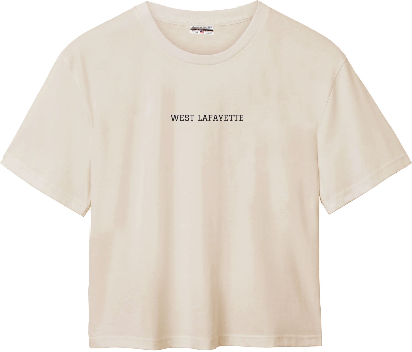 Where I'm From Women's West Lafayette Embroidered Easy T-Shirt, XL, Tan