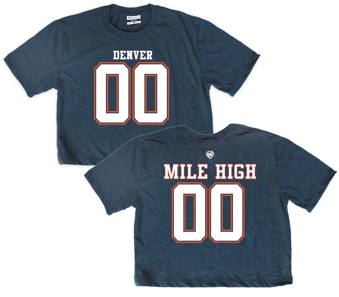 Where I'm From Women's Denver Navy 2 Hit Cropped T-Shirt