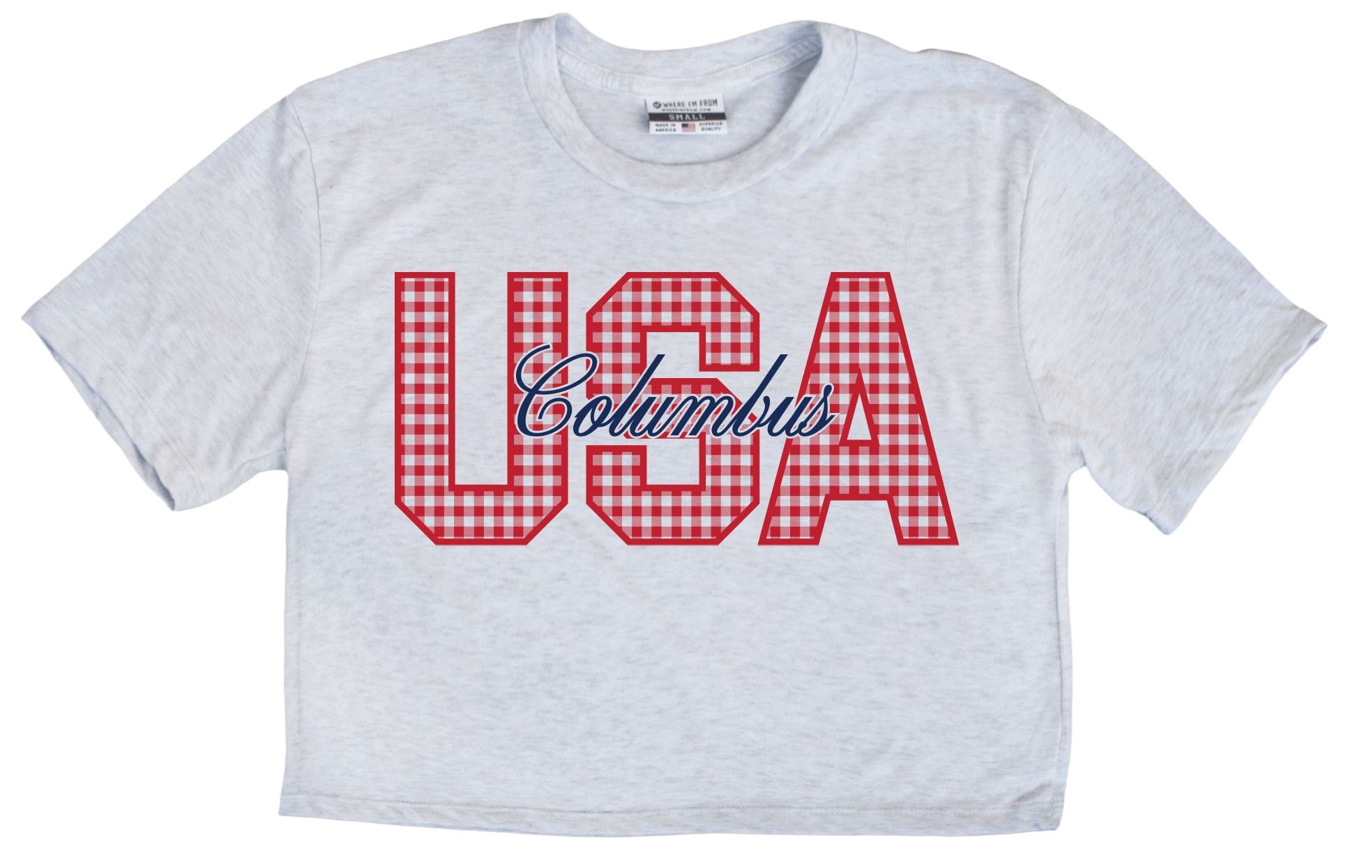 Where I'm From Women's Columbus White 2026 Americana Script T-Shirt