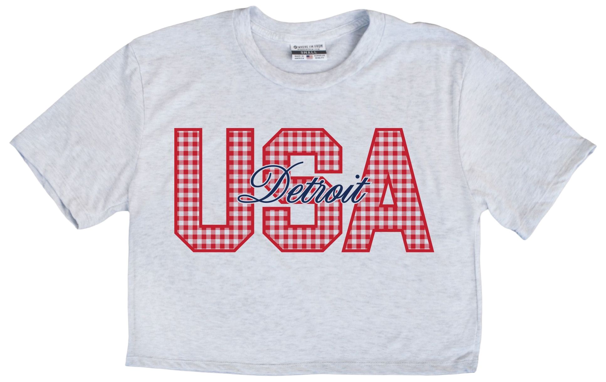 Where I'm From Women's Detroit White 2026 Americana Script T-Shirt