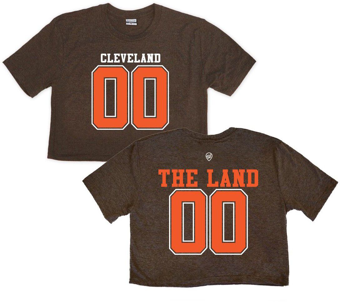 Where I'm From Women's Cleveland Brown 2 Hit Cropped T-Shirt
