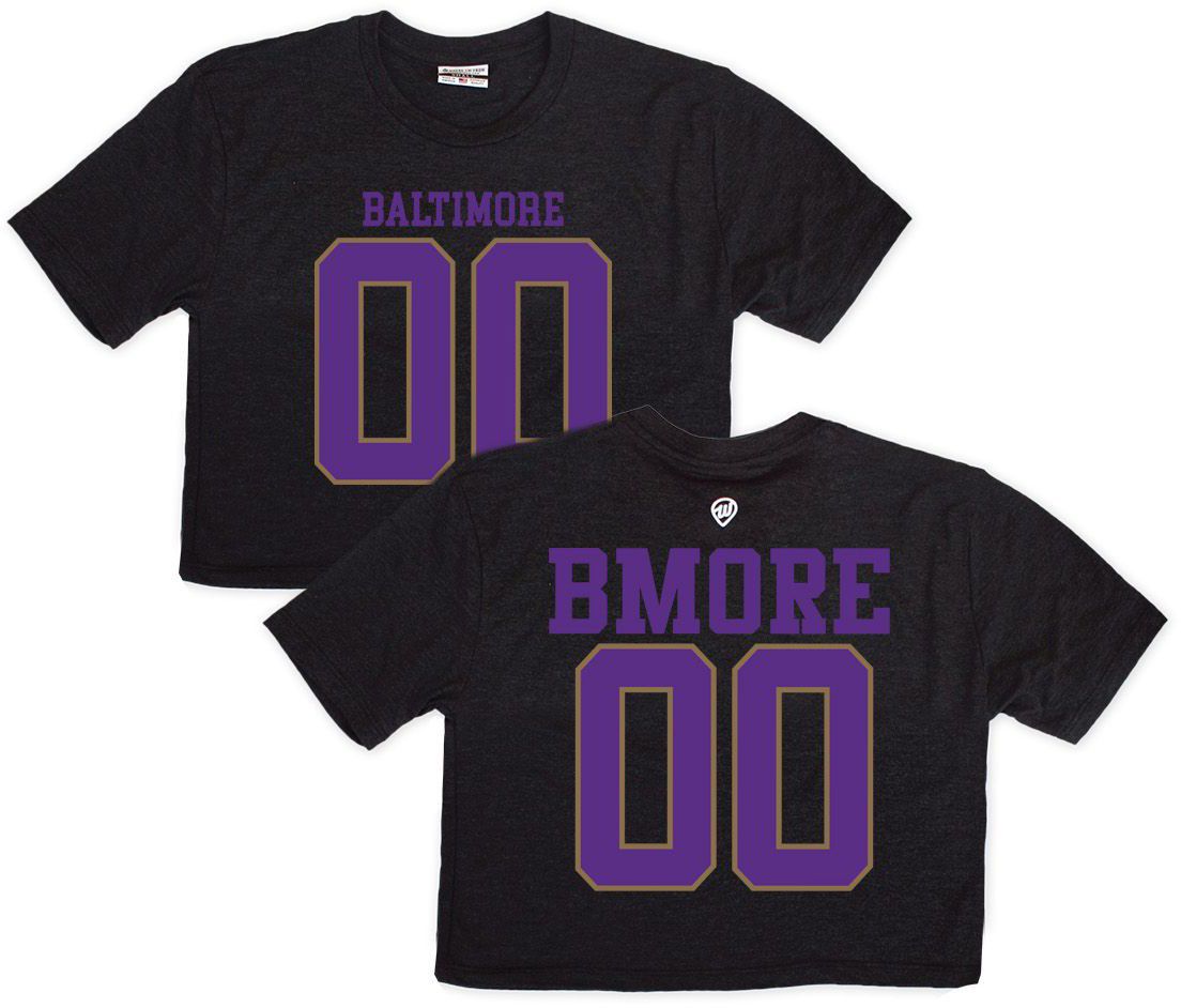 Where I'm From Women's Baltimore Black 2 Hit Cropped T-Shirt