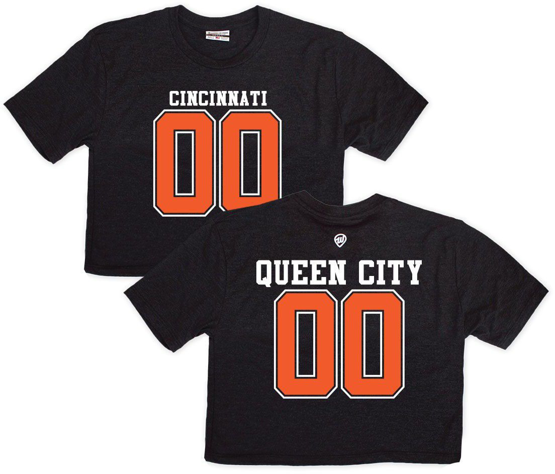 Where I'm From Women's Cincinnati Black 2 Hit Cropped T-Shirt