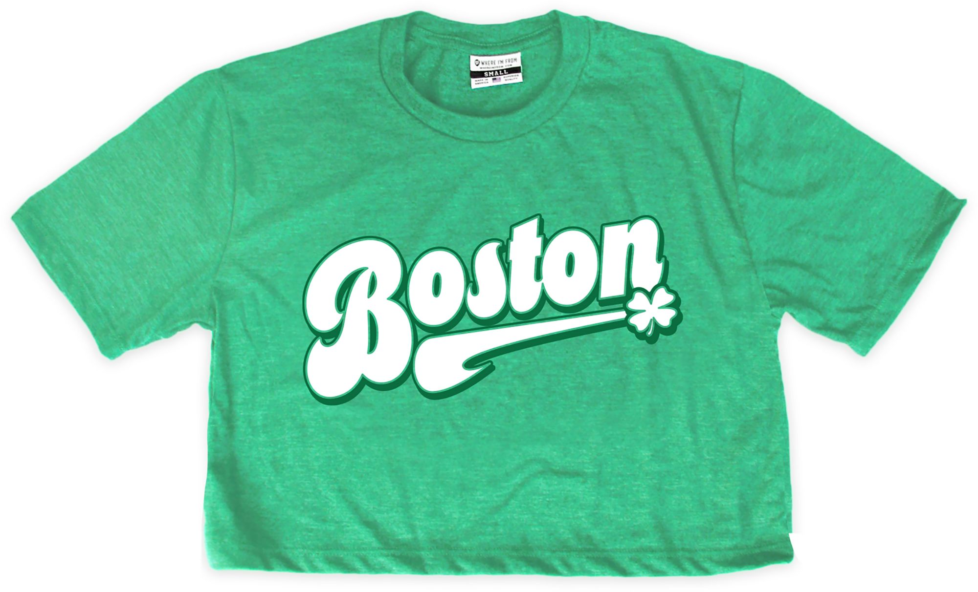 Where I'm From Women's Boston Script Kelly Green St. Patty's Cropped T-Shirt