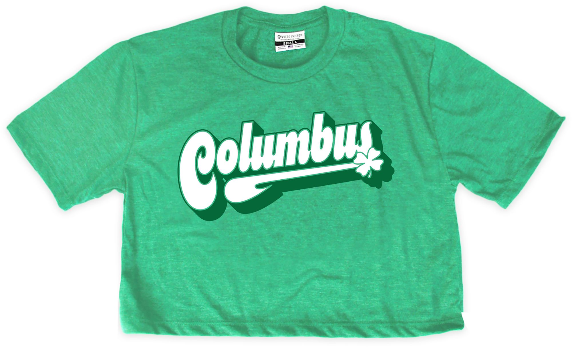 Where I'm From Women's Columbus St. Patrick's Day Kelly Green Script Cropped T-Shirt