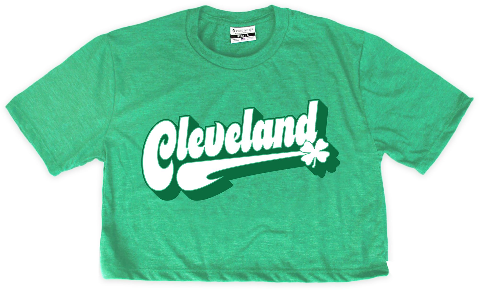 Where I'm From Women's Cleveland&nbsp;St. Patrick's Day Kelly Green Script Cropped T-Shirt