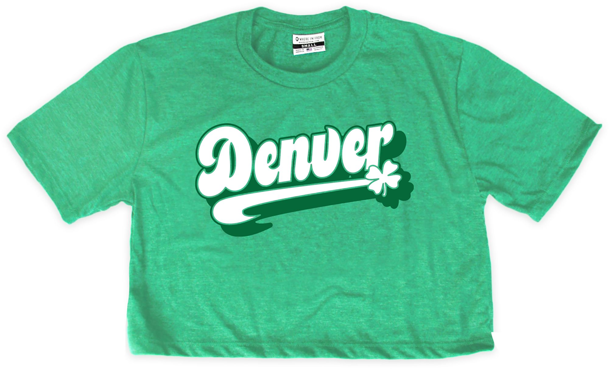 Where I'm From Women's Denver St. Patrick's Day Kelly Green Script Cropped T-Shirt