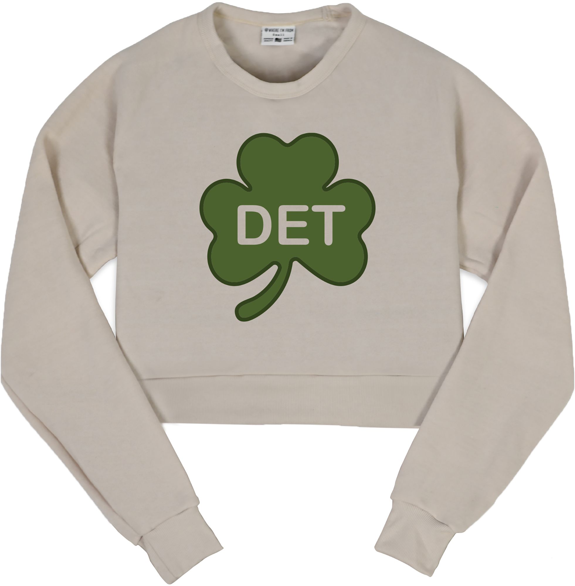 Where I'm From Women's Detroit St. Patrick's Day Oatmeal City Code Cropped Crewneck Sweatshirt