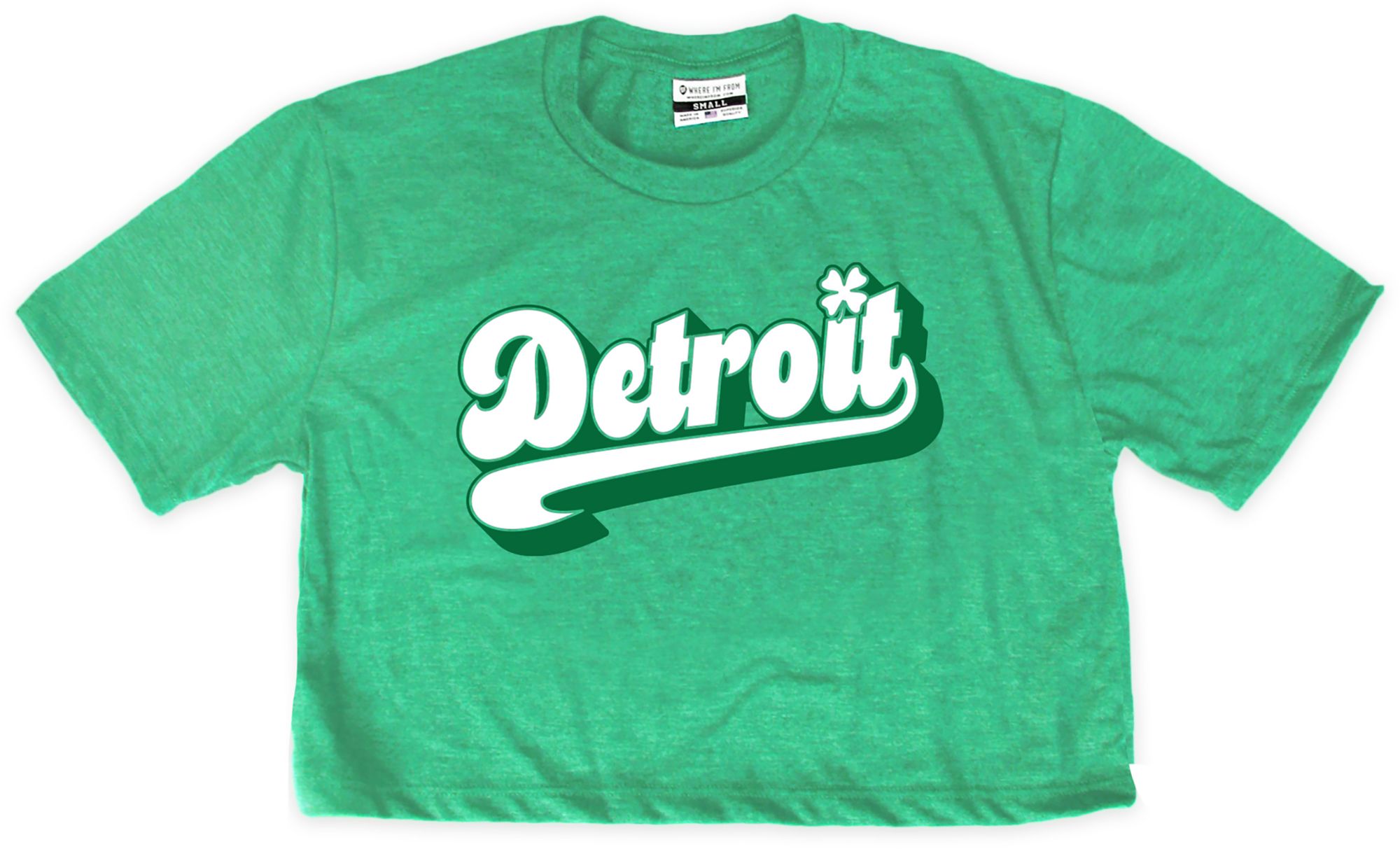 Where I'm From Women's Detroit St. Patrick's Day Kelly Green Script Cropped T-Shirt