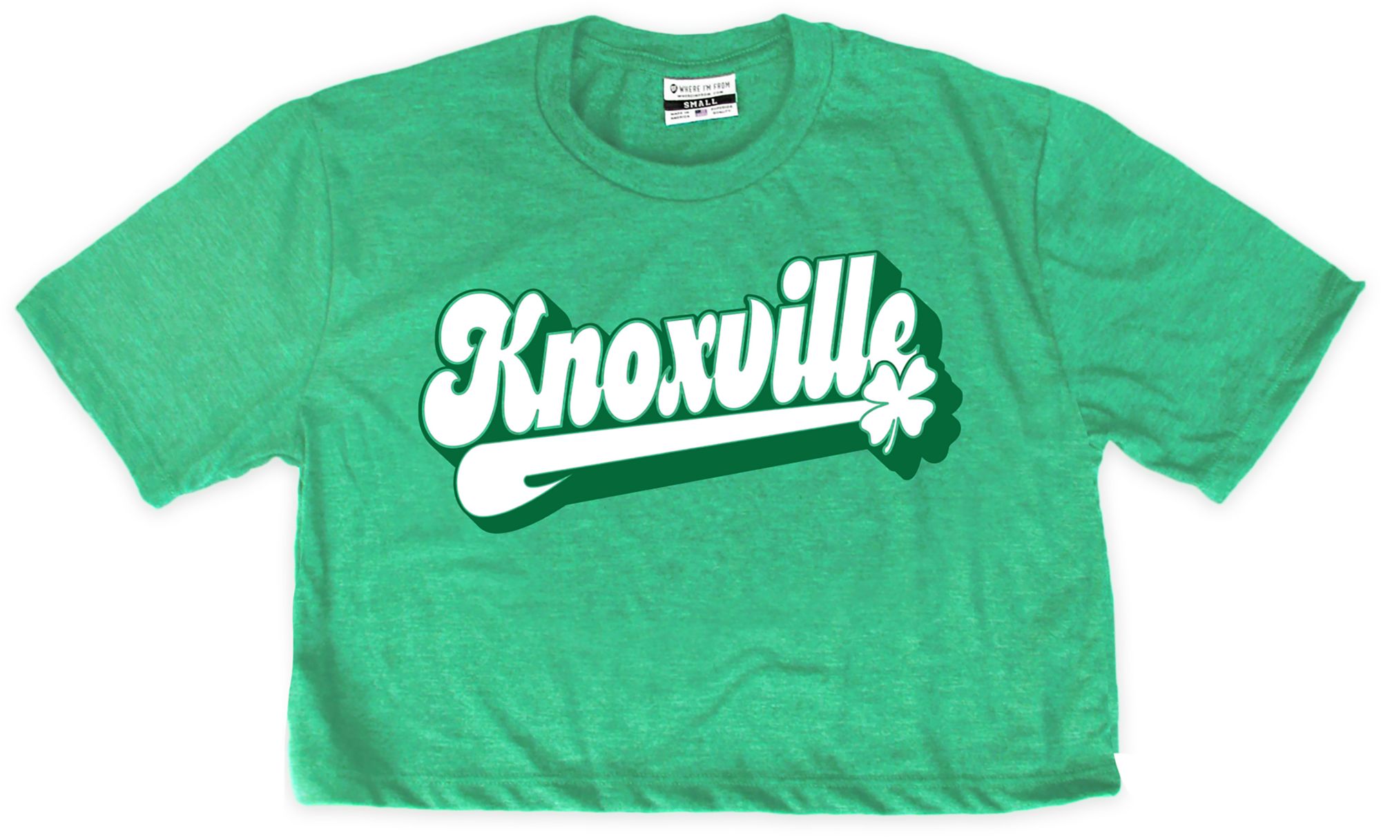 Where I'm From Women's Knoxville St. Patrick's Day Kelly Green Script Cropped T-Shirt
