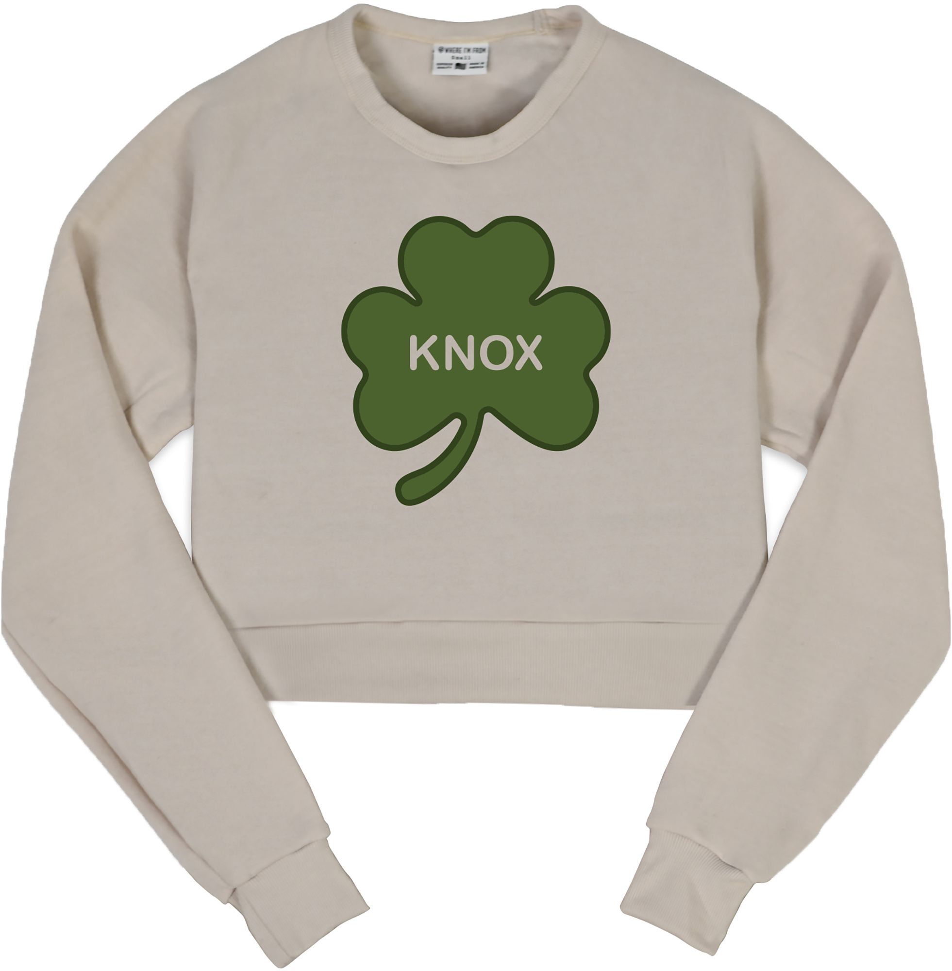 Where I'm From Women's Knoxville St. Patrick's Day Oatmeal City Code Cropped Crewneck Sweatshirt