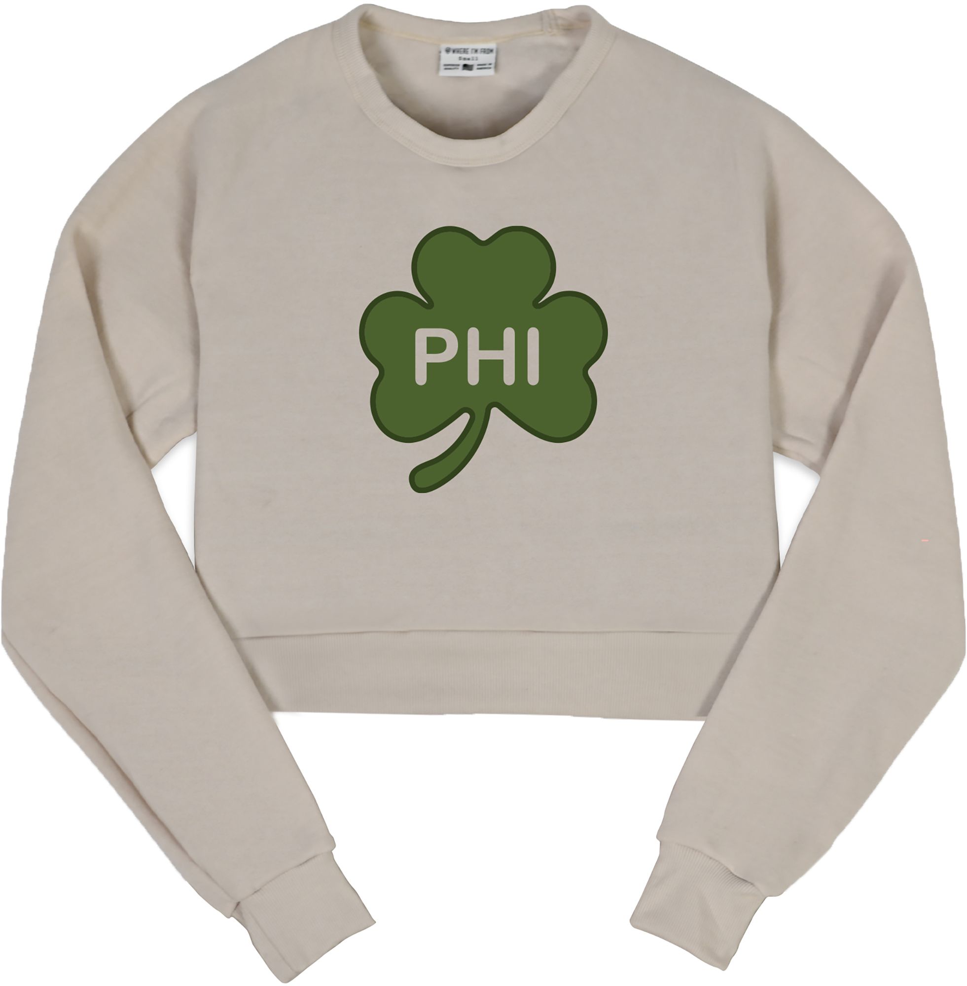Where I'm From Women's Philadelphia City Code Oatmeal St. Patty's Cropped Long Sleeve Shirt