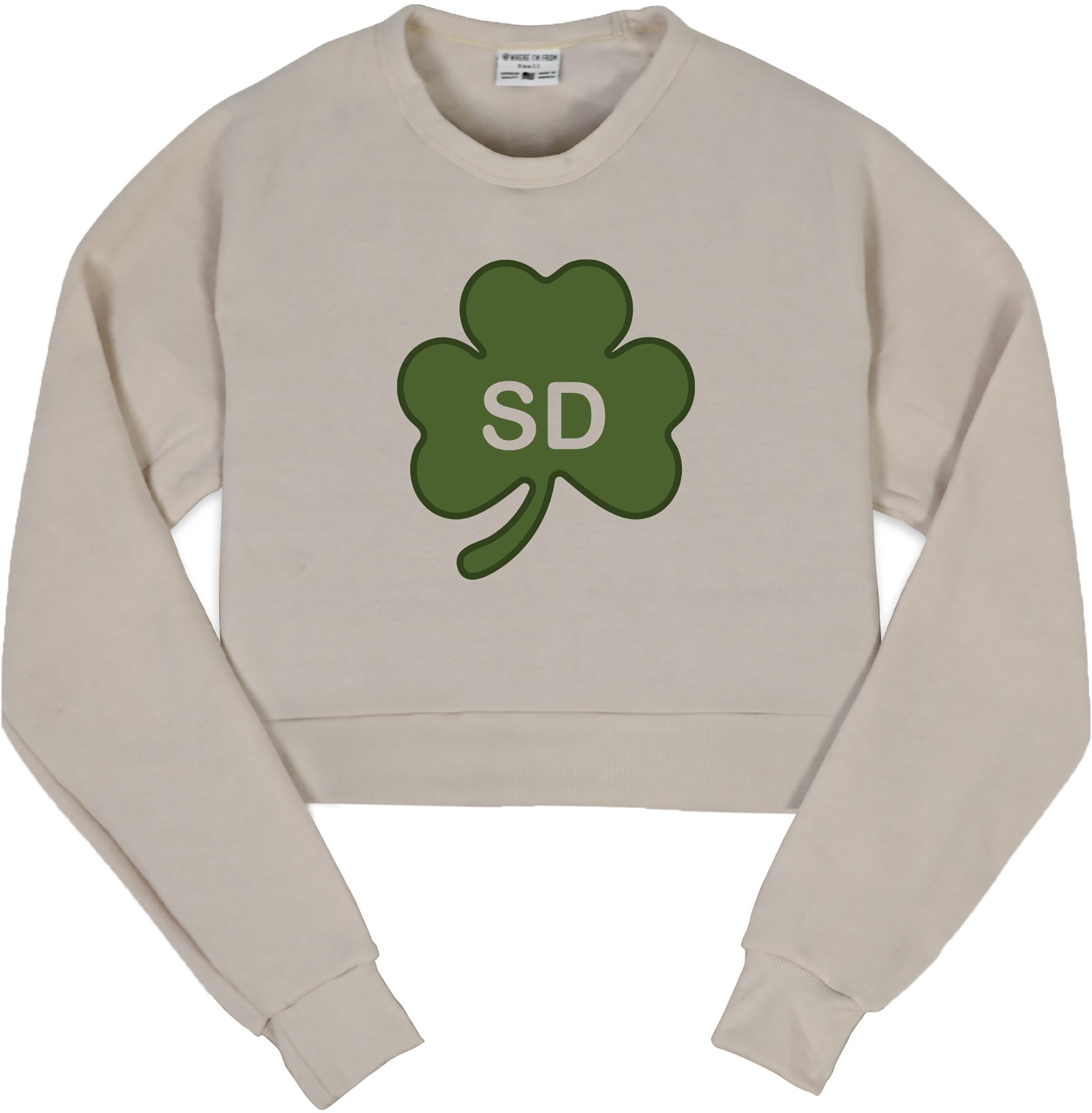 Where I'm From Women's San Diego City Code Oatmeal St. Patty's Cropped Long Sleeve Shirt