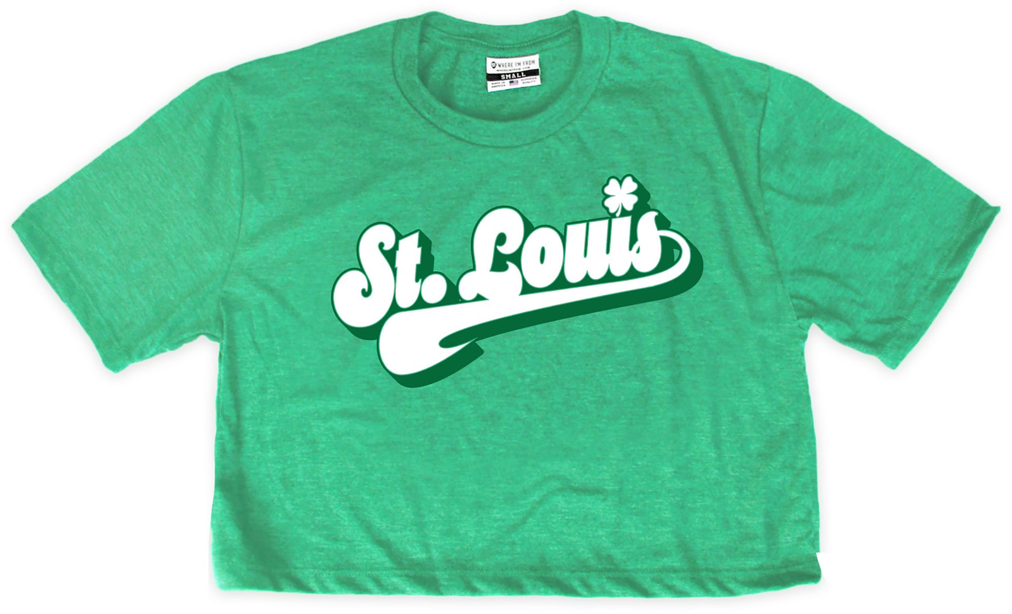 Where I'm From Women's St. Louis Script Kelly Green St. Patty's Cropped T-Shirt