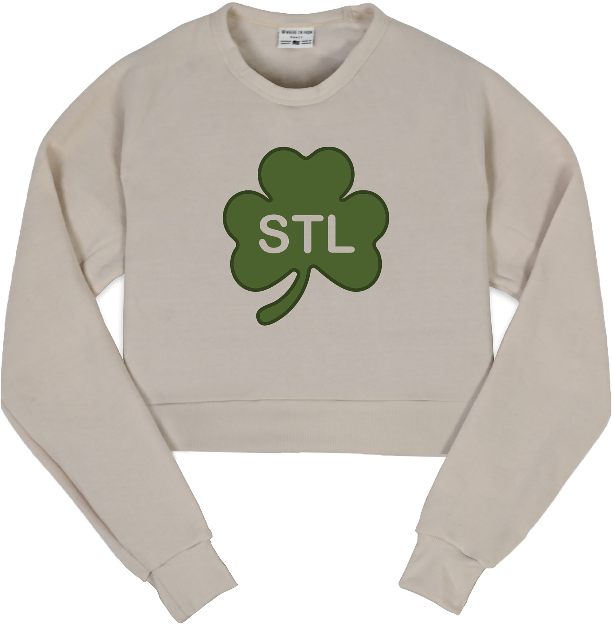 Where I'm From Women's St. Louis City Code Oatmeal St. Patty's Cropped Long Sleeve Shirt