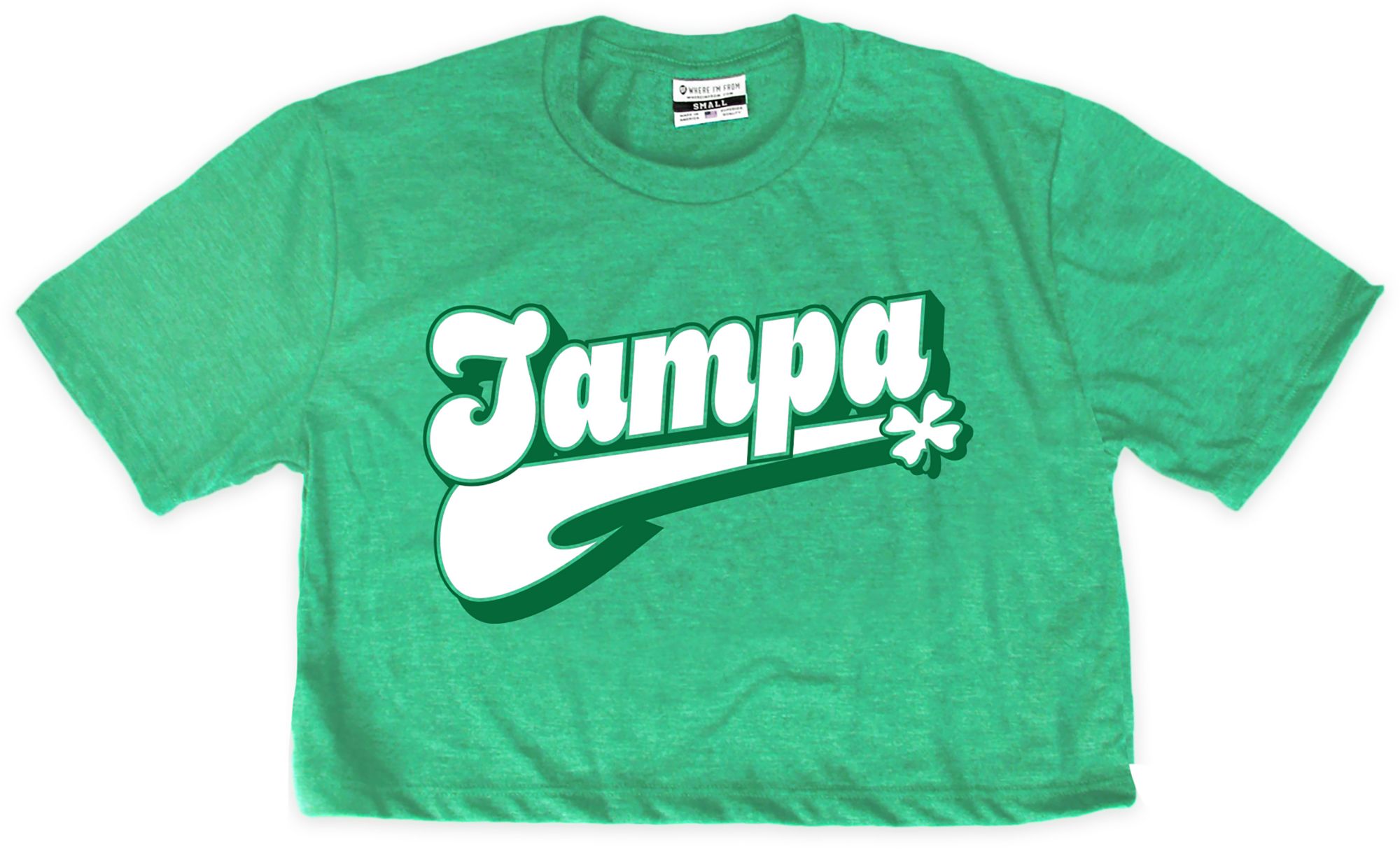 Where I'm From Women's Tampa Bay St. Patrick's Day Kelly Green Script Cropped T-Shirt