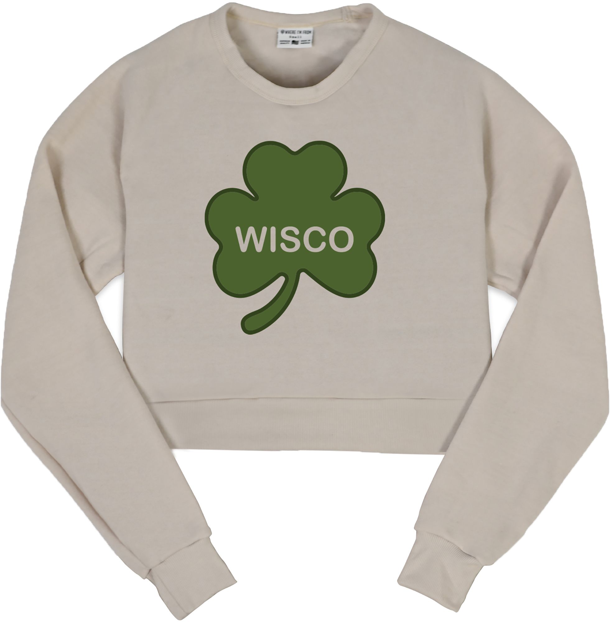 Where I'm From Women's Wisconsin St. Patrick's Day Oatmeal City Code Cropped Crewneck Sweatshirt