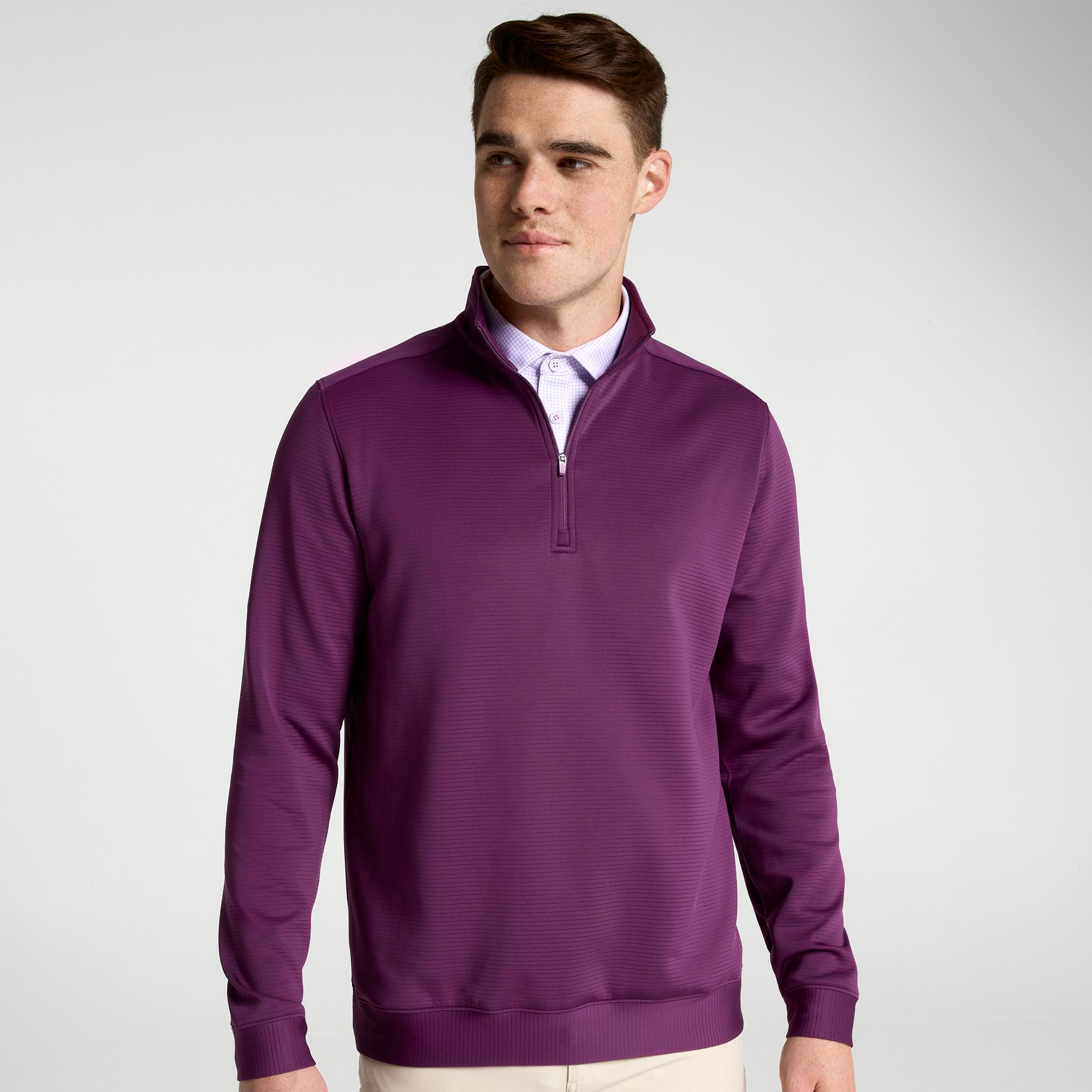 Walter Hagen Men's Performance 11 Second Lie 1/4 Zip, Medium, Plum Purple