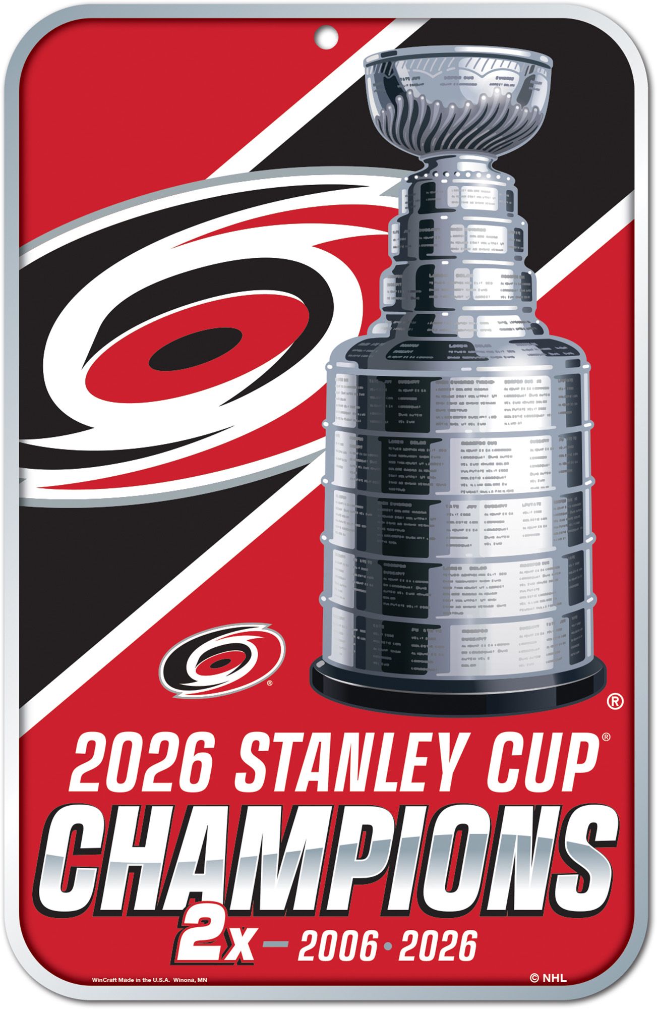 WinCraft Carolina Hurricanes 2026 Stanley Cup Champions Styrene Sign