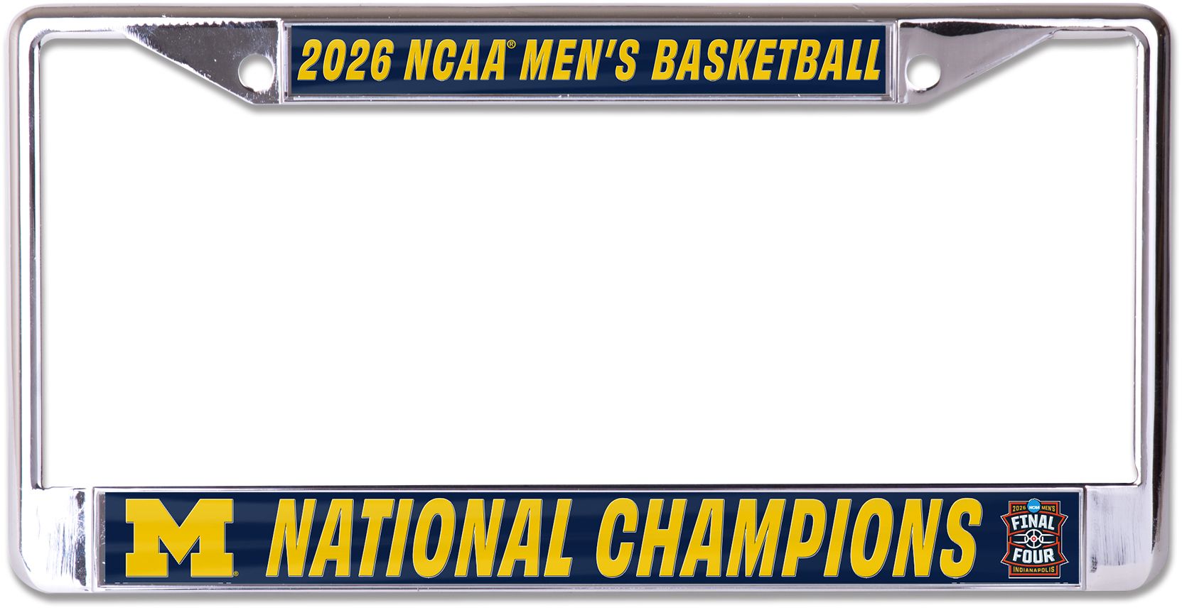 WinCraft 2026 Men's Basketball National Champions Michigan Wolverines Metal License Plate Frame