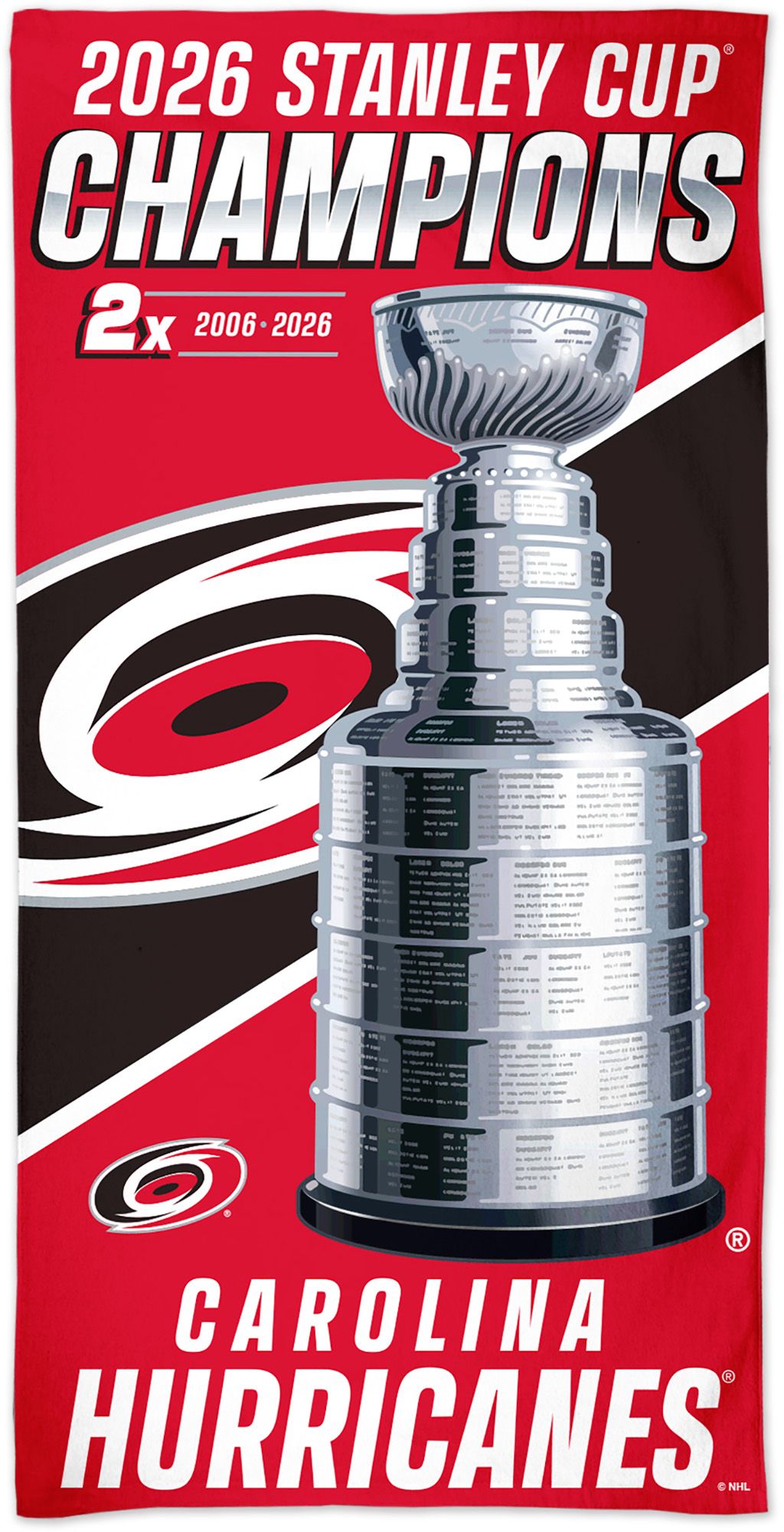 WinCraft Carolina Hurricanes 2026 Stanley Cup Champions Beach Towel