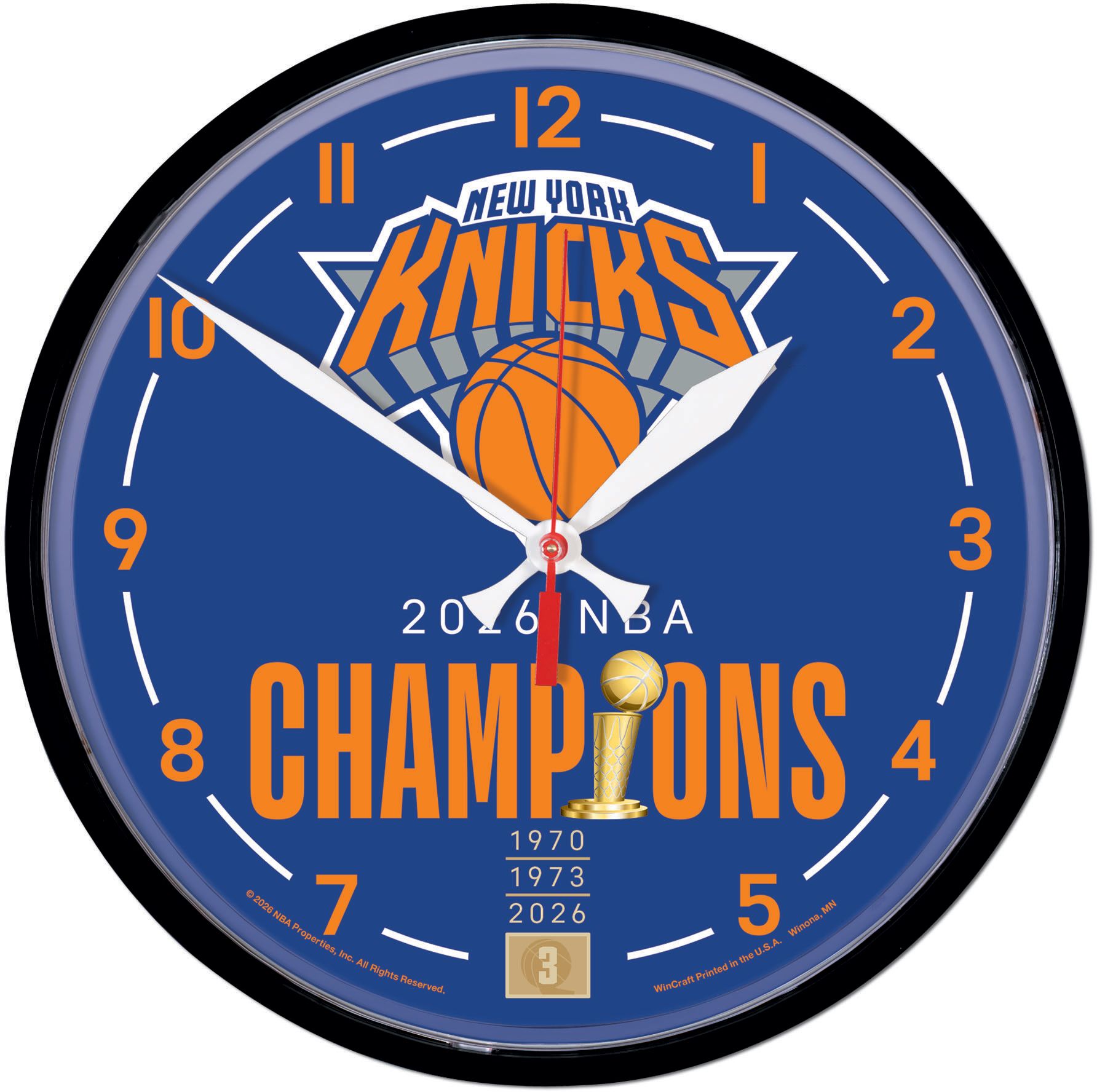 WinCraft 2026 NBA Champions New York Knicks Wall Clock