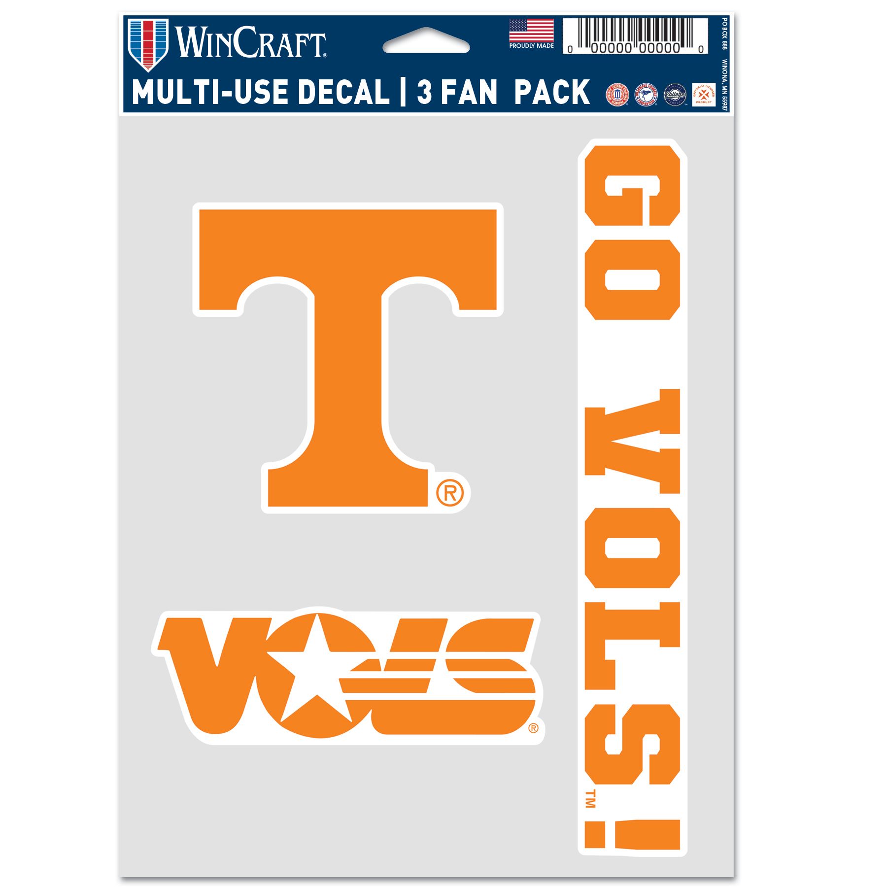 WinCraft Unisex Tennessee Volunteers 3-Pack Decals