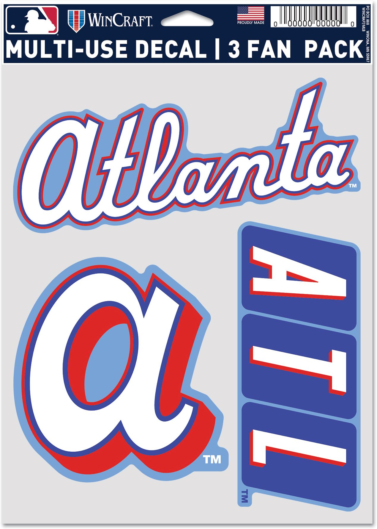 WinCraft Atlanta Braves 3-Pack Decal