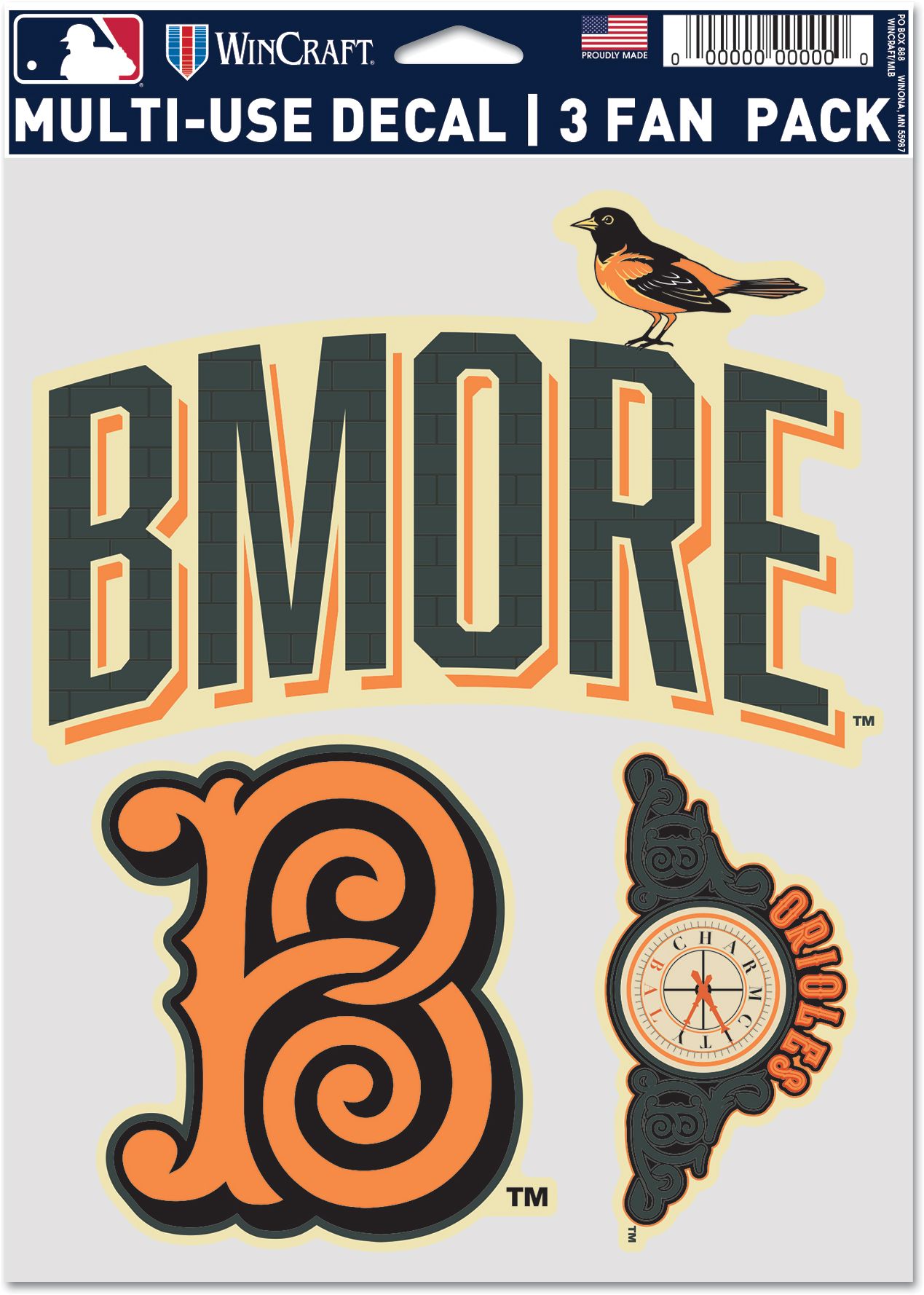 WinCraft Baltimore Orioles 3-Pack Decal