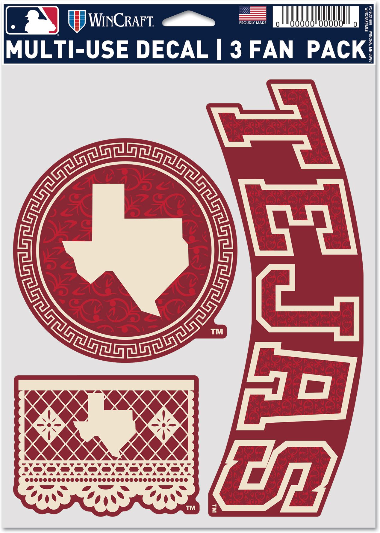 WinCraft Texas Rangers 3-Pack Decal