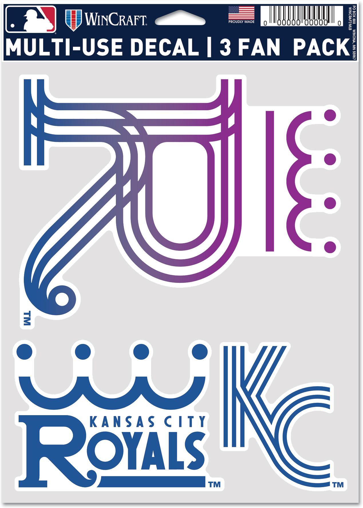 WinCraft Kansas City Royals 3-Pack Decal