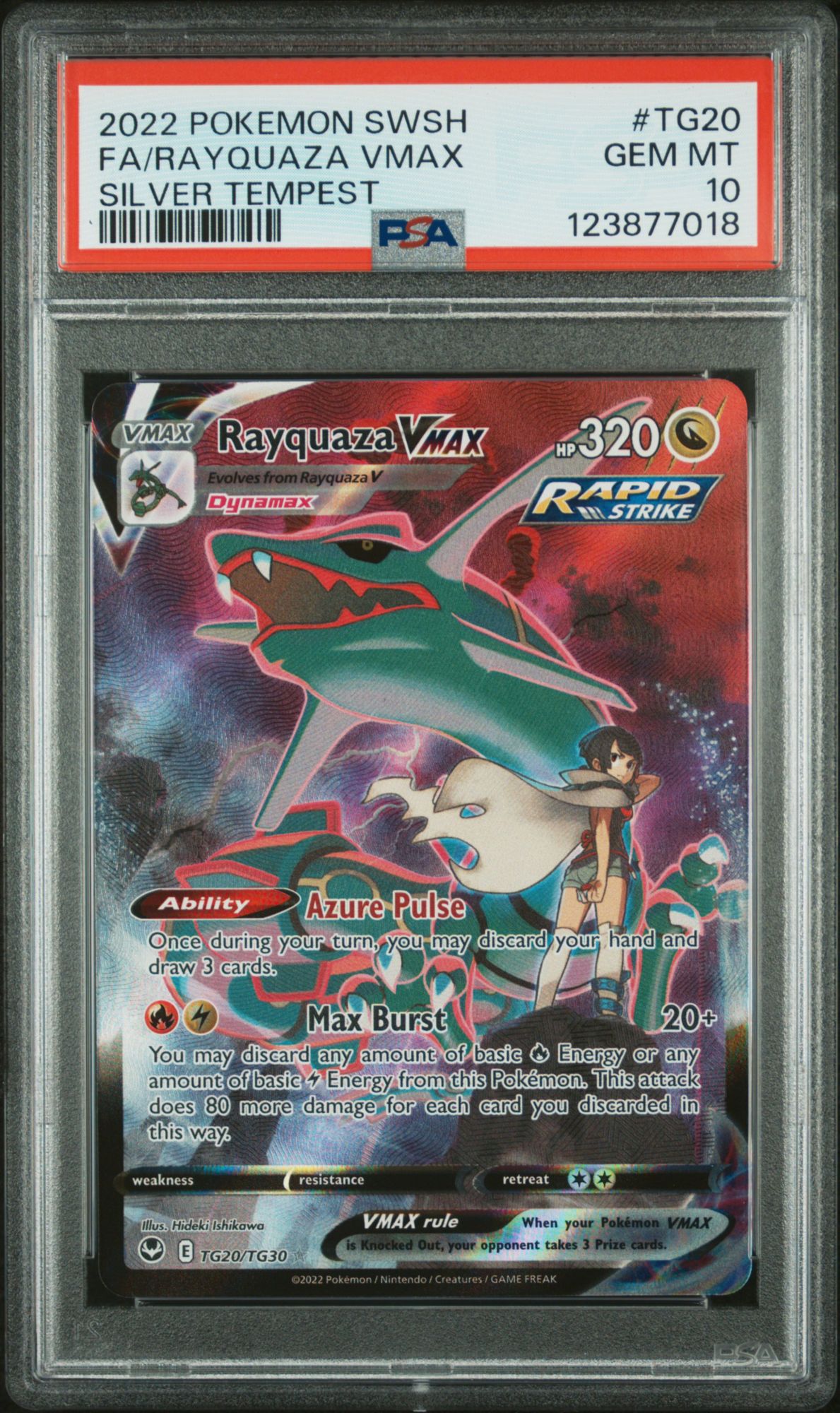2022 Pokemon Sword & Shield Silver Tempest TG20 Full Art/rayquaza Vmax PSA 10