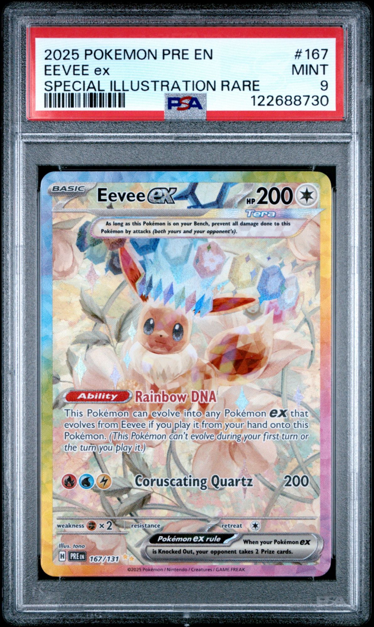 2025 Pokemon Pre En-prismatic Evolutions 167 Eevee Ex Special Illustration Rare PSA 9