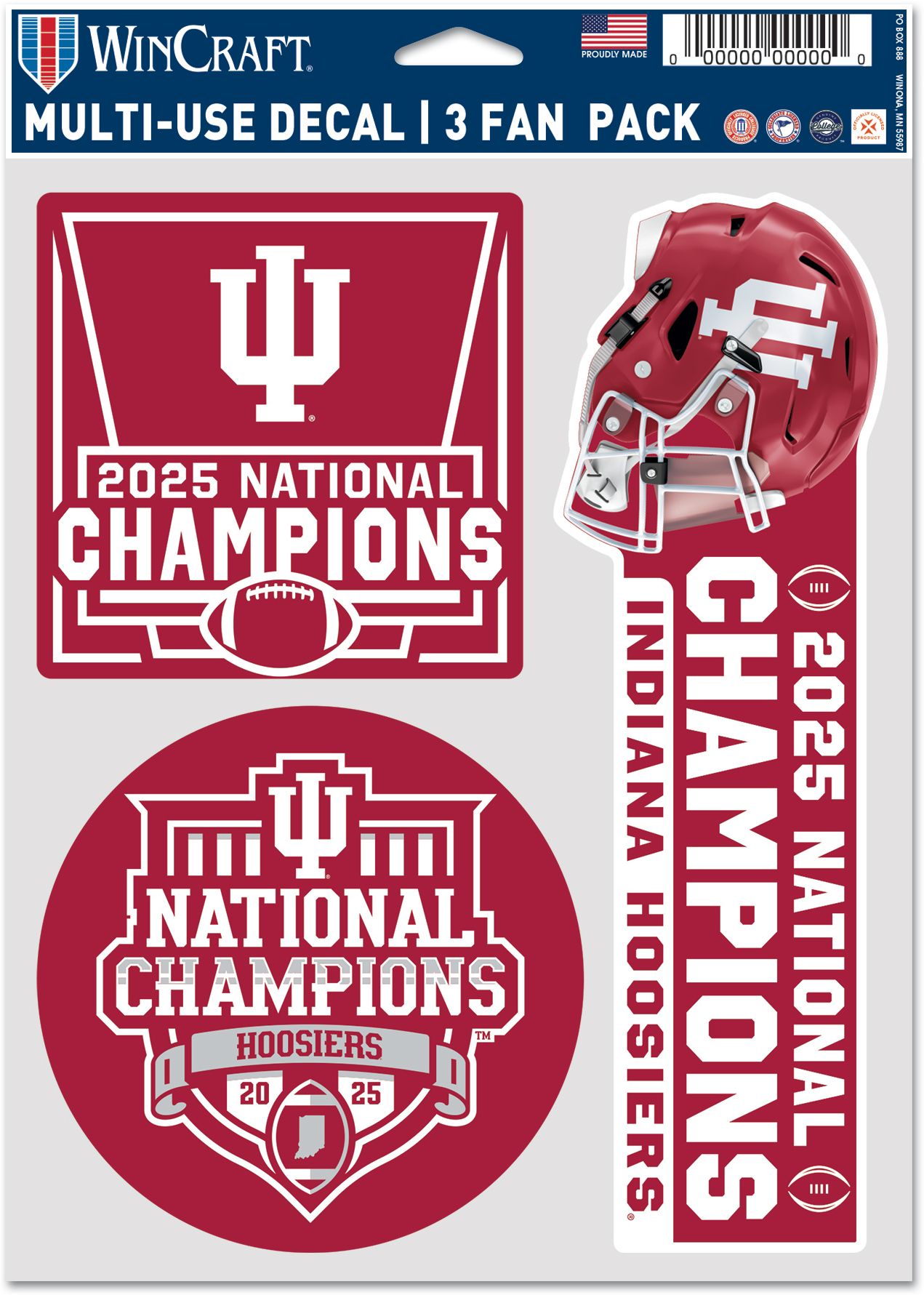 WinCraft Indiana Hoosiers 2025-26 CFP National Champions 3-Pack Decals