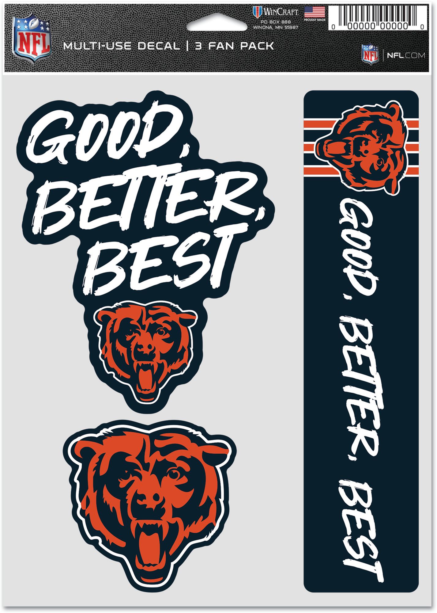 WinCraft Chicago Bears 3-Pack Decal