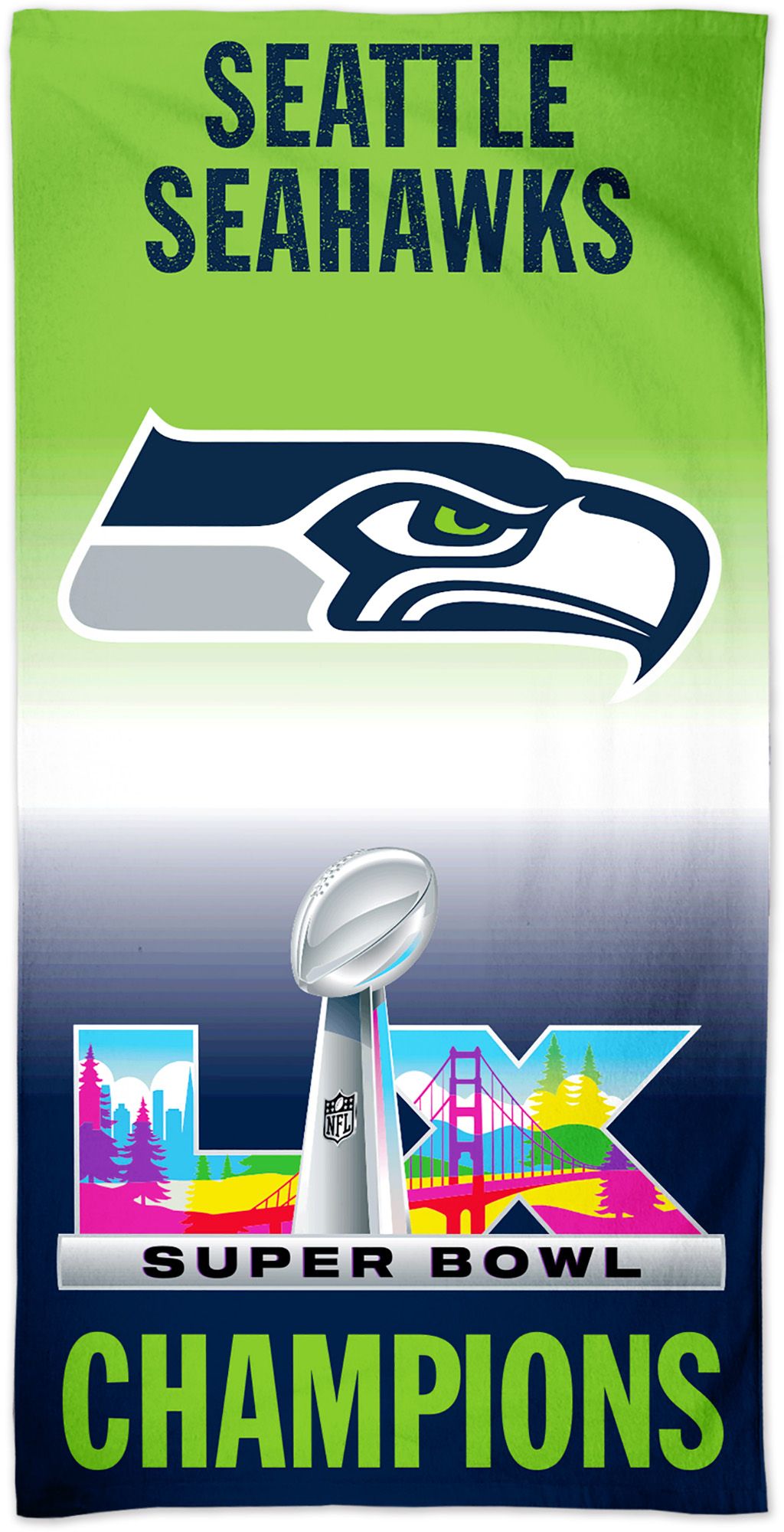WinCraft 2025-26 Super Bowl LX Champions Seattle Seahawks Beach Towel