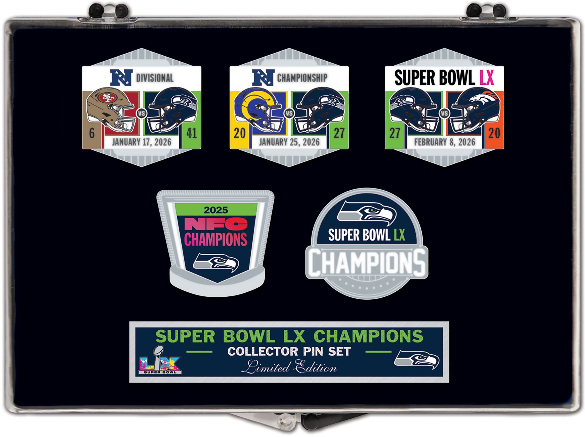 WinCraft 2025-26 Super Bowl LX Champions Seattle Seahawks 5 Piece Pin Set