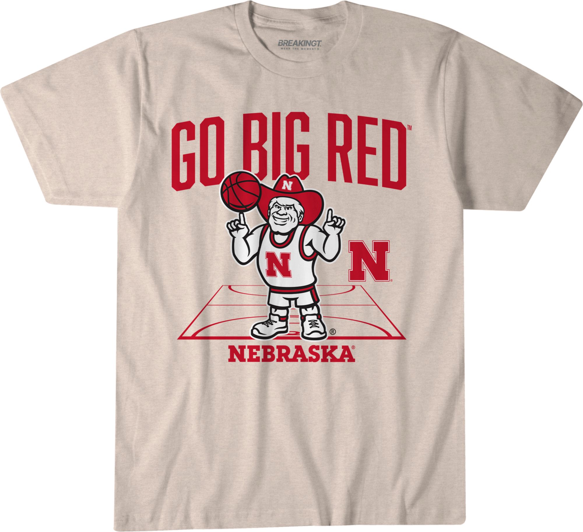 BreakingT Men's Nebraska Cornhuskers White Basketball Herbie Mascot T-Shirt