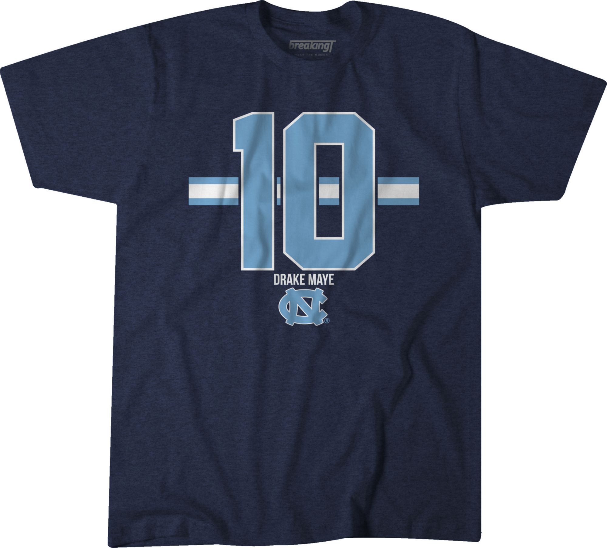 BreakingT Men's North Carolina Tar Heels Drake Maye #10 Navy T-Shirt