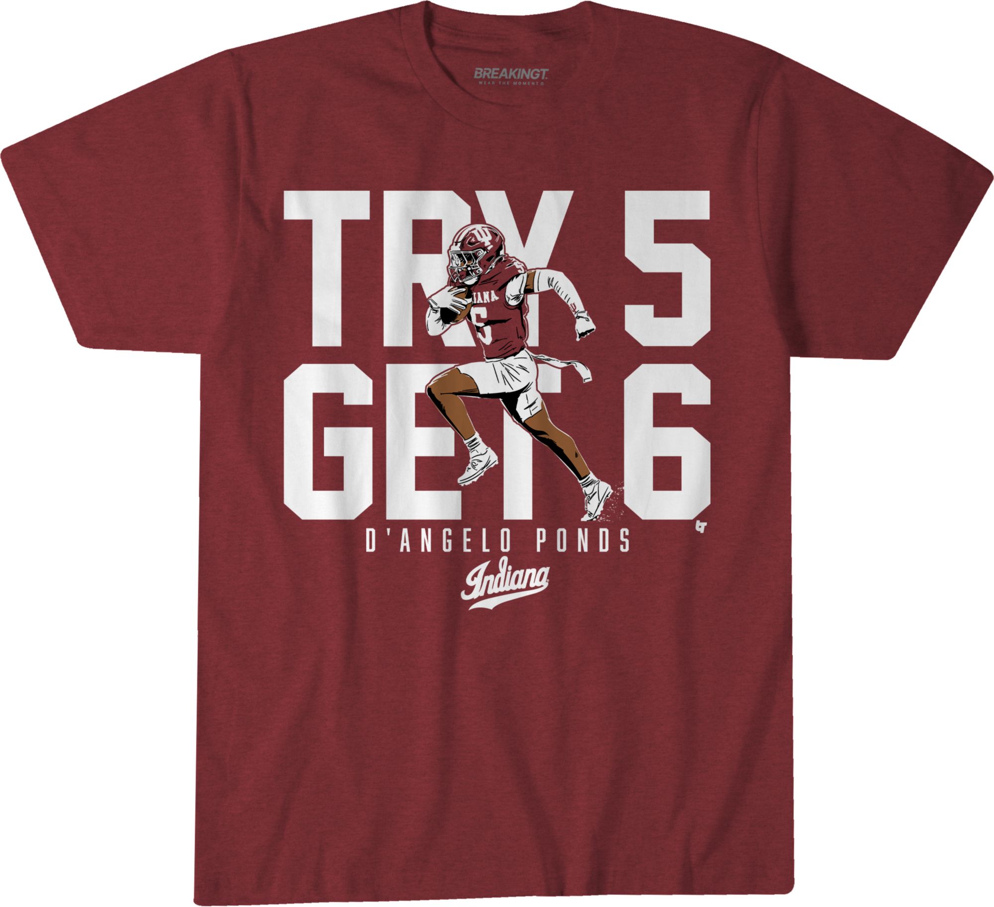 BreakingT Adult Indiana Hoosiers 'Try 5 Get 6' Red T-Shirt