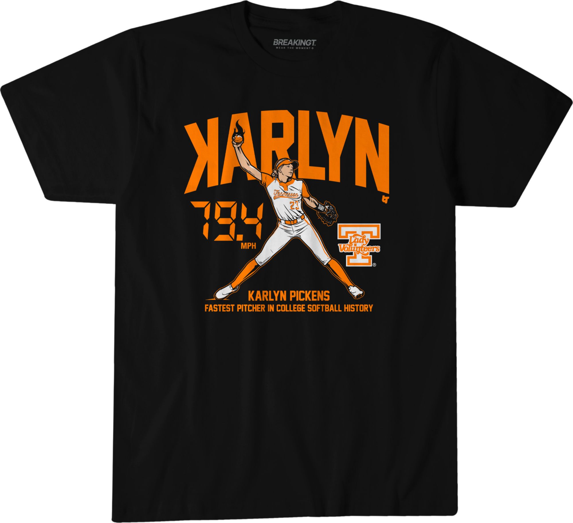 BreakingT Men's Tennessee Volunteers Karlyn Pickens #23 Black T-Shirt