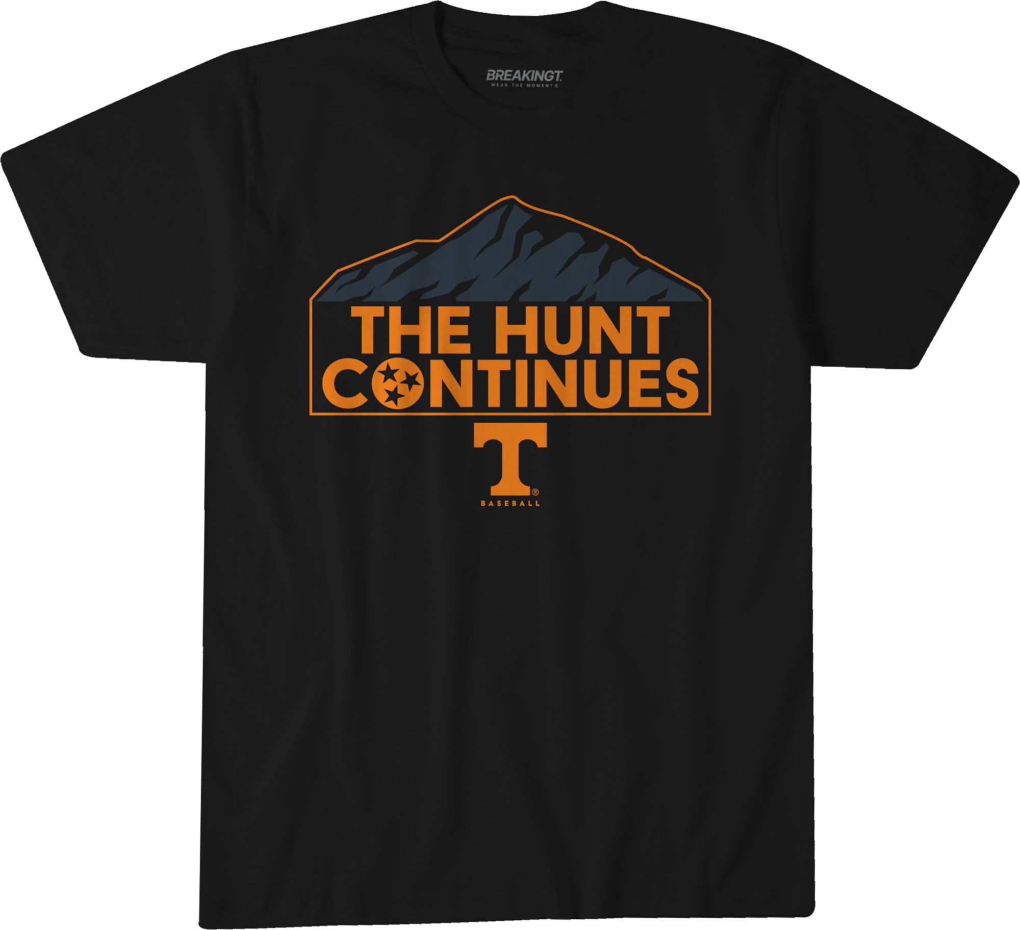 BreakingT Youth Tennessee Volunteers Black The Hunt Continues T-Shirt