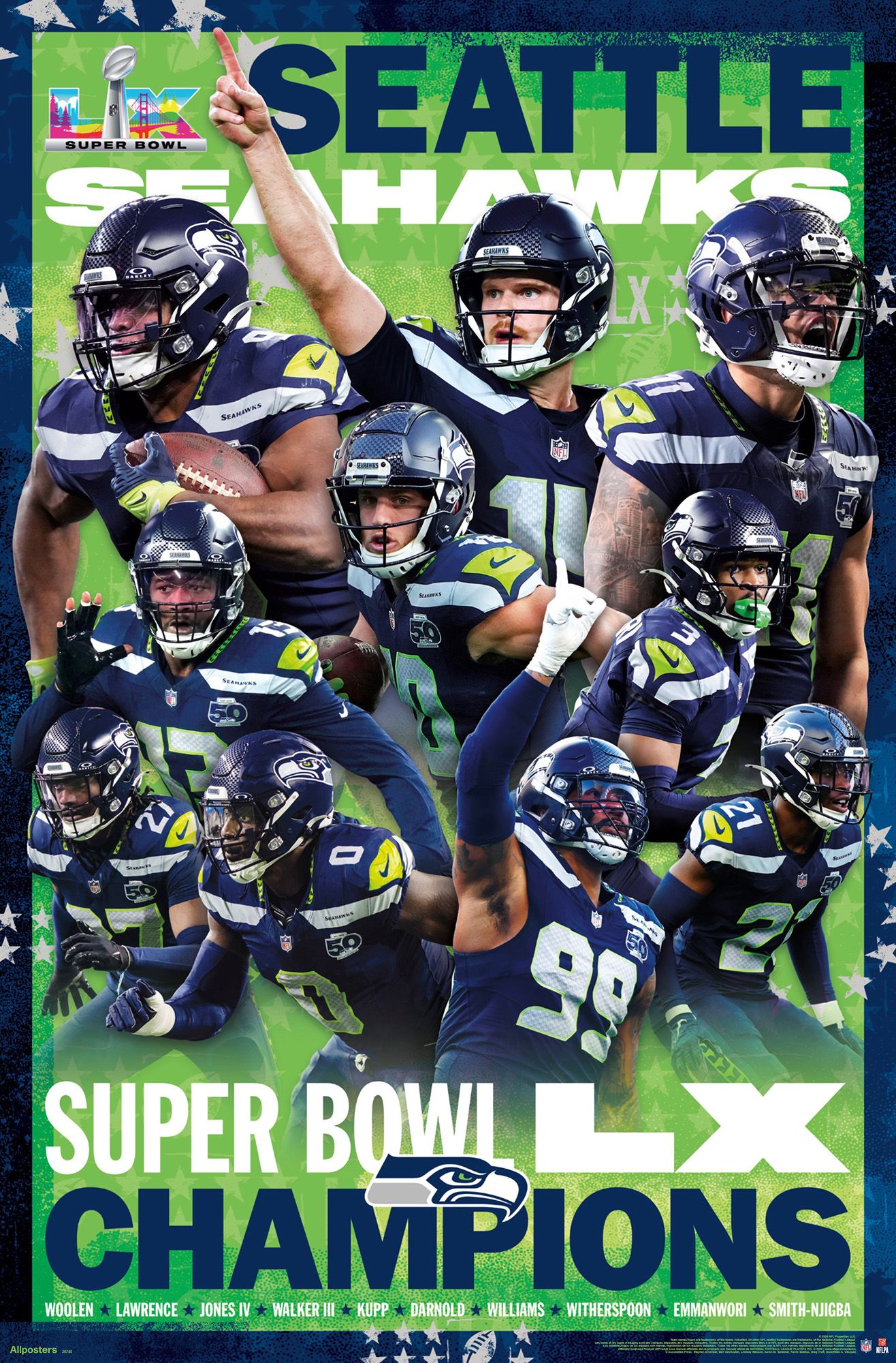 Trends International 2025-26 Super Bowl LX Champions Seattle Seahawks Poster