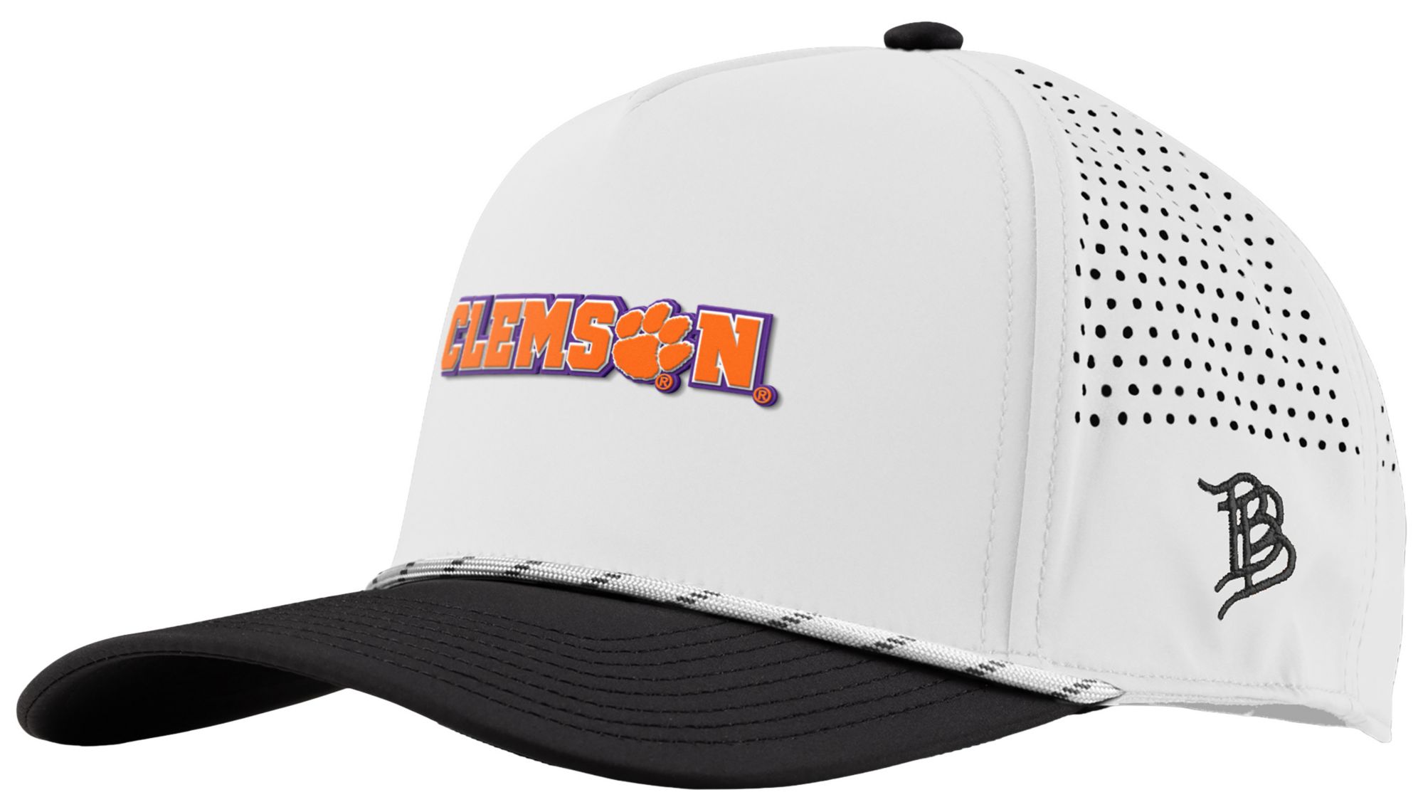 Branded Bills Adult Clemson Tigers White/Black Five Panel Rope Adjustable Snapback Hat