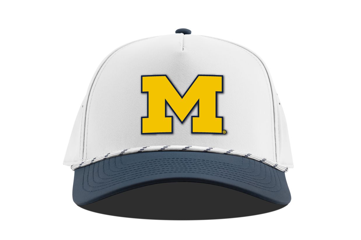 Branded Bills Adult Michigan Wolverines White Block Rope Adjustable Snapback Hat